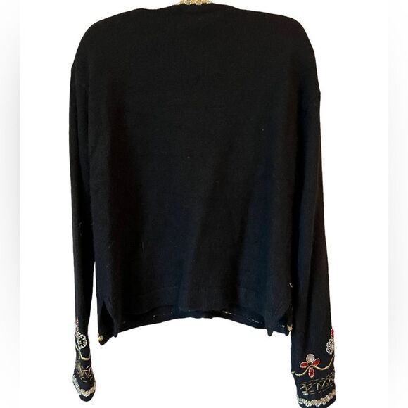 Vintage 80’s Pierre Cardin Black Silk Angora Beaded Cardigan - Picture 10 of 11